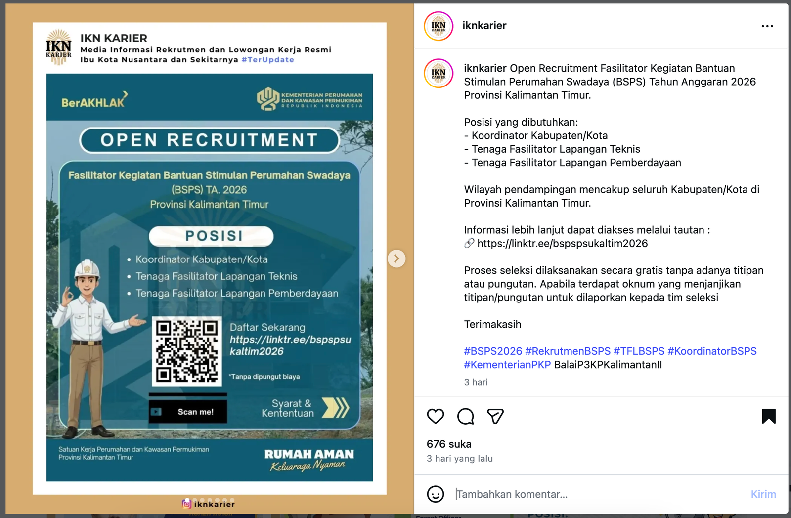 Kegiatan Bantuan Stimulan Perumahan Swadaya (BSPS) Tahun Anggaran 2026