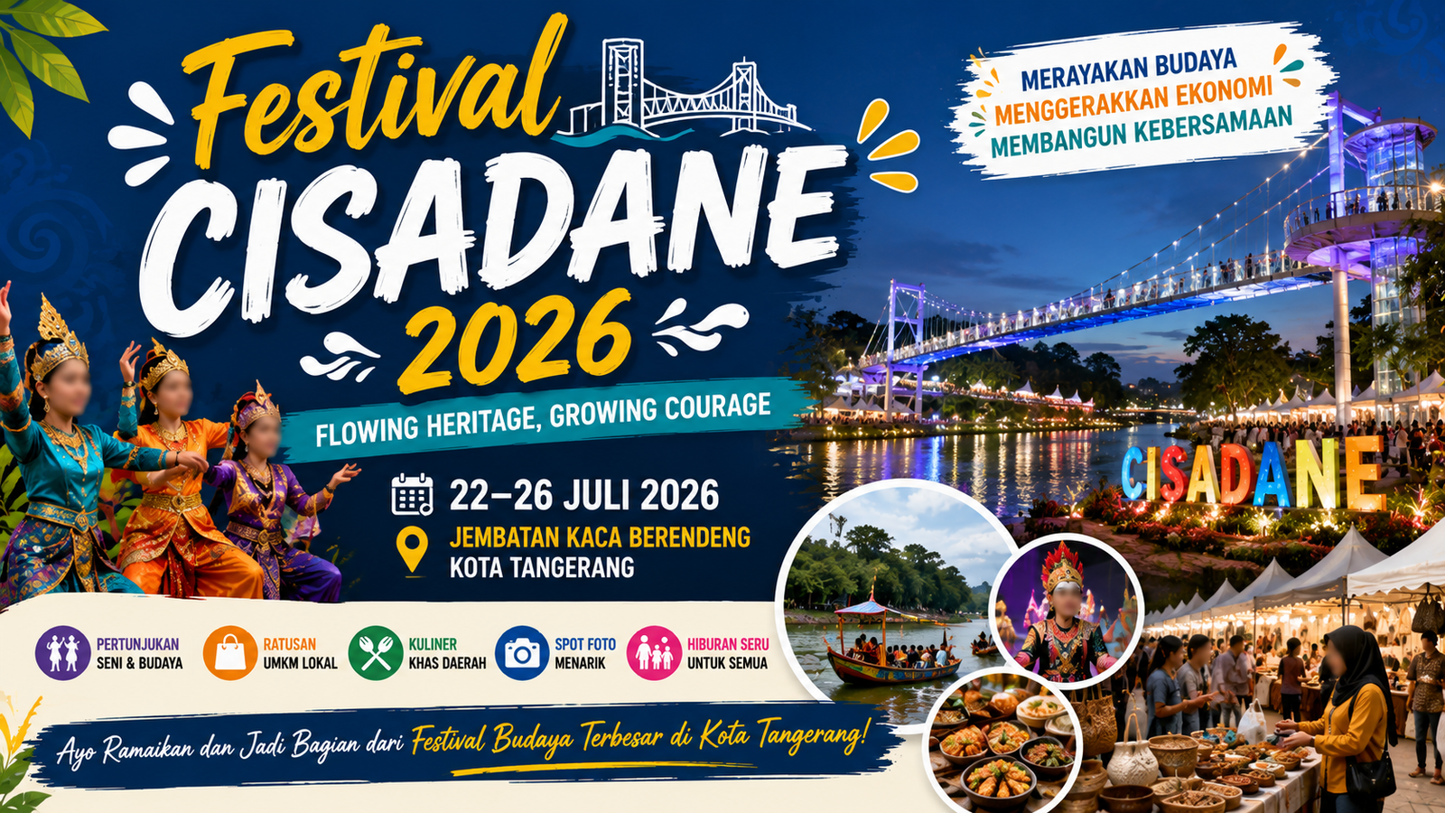 Festival Cisadane 2026: Celebrate Culture. Gambar dibuat AI dan hanya ilustrasi.